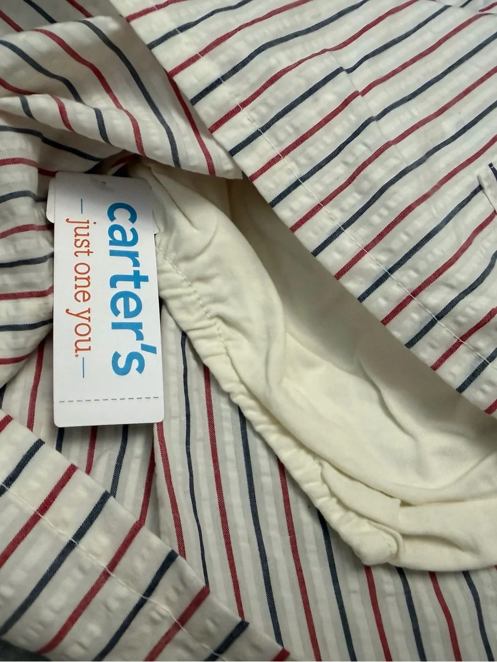 Carter's White Sundress with Red & Navy Stripes 12mo